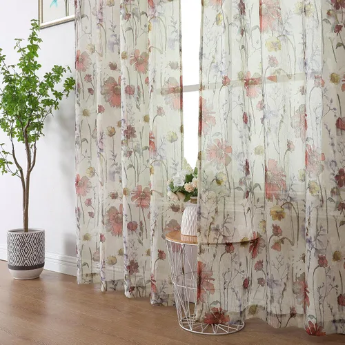 Vista 19 de OWENIE - Cortinas de cenefa arrugada transparentes de 14 pulgadas de longitud 2 piezas, cenefa moderna pequeña impresa para cocina, sala de estar