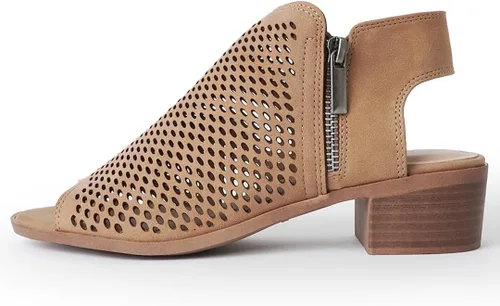 Vista 2 de J. Adams Botines Tracy para mujer - Botines de tacón bajo con puntera abierta