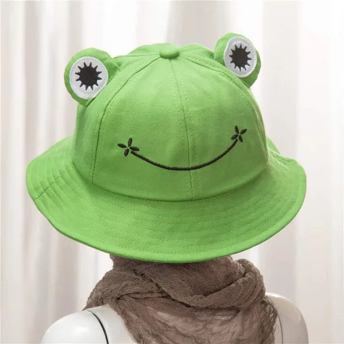 Vista 7 de Poznjo Sombrero de rana para adultos y adolescentes, lindo sombrero de pescador de rana de algodón, divertido sombrero de pescador para hombres