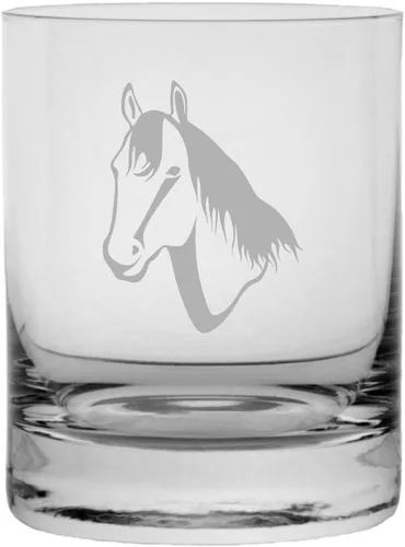 Vista 77 de Abaco Barb - Vaso de whisky con temática de caballo grabado (10.25 onzas)
