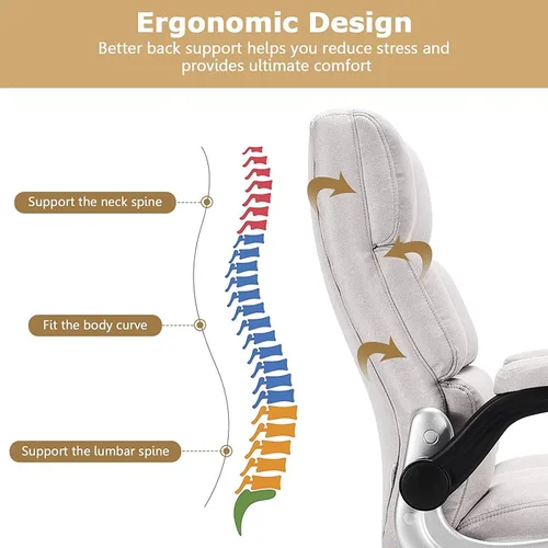 Vista 7 de Topment Silla giratoria de oficina en casa, silla de escritorio acolchada ajustable para computadora con respaldo ergonómico, reposabrazos abatible