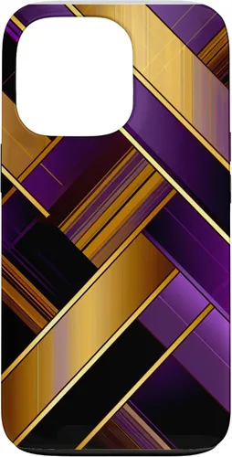 Vista 10 de Púrpura Negro Oro Plaid Patrón A Cuadros Amantes Caso Para iPhone 16