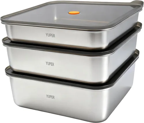 Vista 11 de YUPER Recipientes de alimentos de acero inoxidable, recipientes de preparación de comidas, recipiente para sándwich de queso y tocino