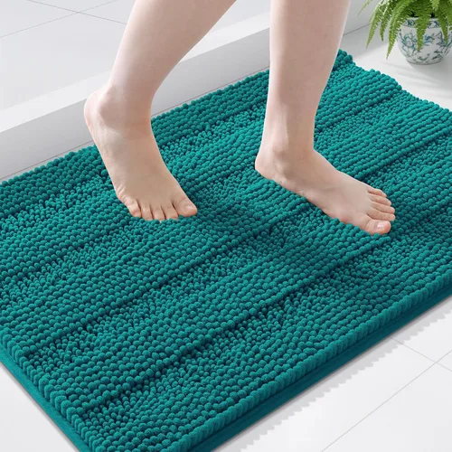 Vista 166 de Grandaily Alfombras de baño de felpilla a rayas de 24 x 16 pulgadas, extra gruesas y suaves, absorbentes, parte trasera de goma, alfombra de ducha