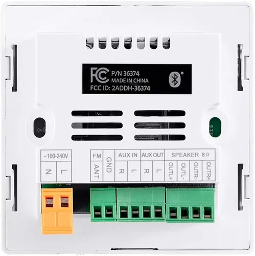 Vista 3 de Monoprice Amplificador de música de montaje en pared de audio comercial, con Bluetooth, auxiliar, FM e infrarrojos, blanco