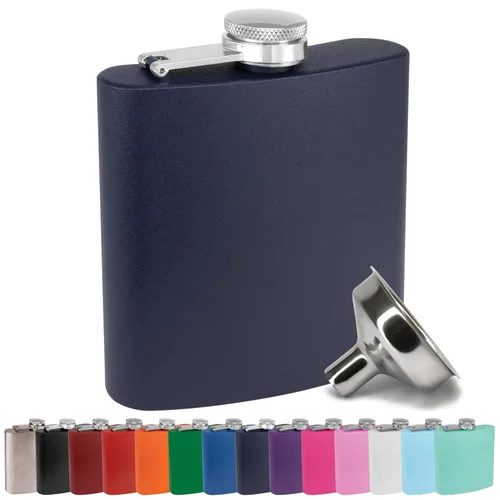 Vista 8 de Petaca de Acero Inoxidable de 6 oz con Embudo de Petaca para Hombres y Mujeres - Juegos de Regalo de Petaca con Recubrimiento en Polvo, Padrinos