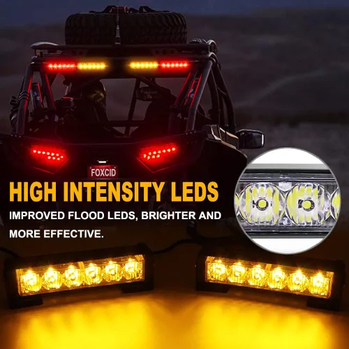 Vista 3 de 2 x 6 LED con 9 modos de advertencia para el tráfico - Luces estroboscópicas impermeables para auto, para interior, techo, salpicaderas, parabrisas