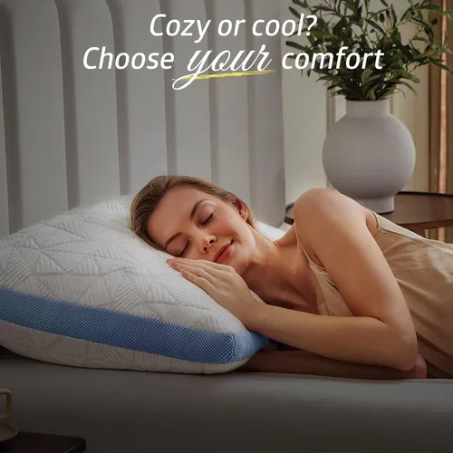 Vista 4 de BETU Almohada refrescante estándar, almohada de espuma viscoelástica triturada fresca para durmientes calientes, almohadas ajustables firmes