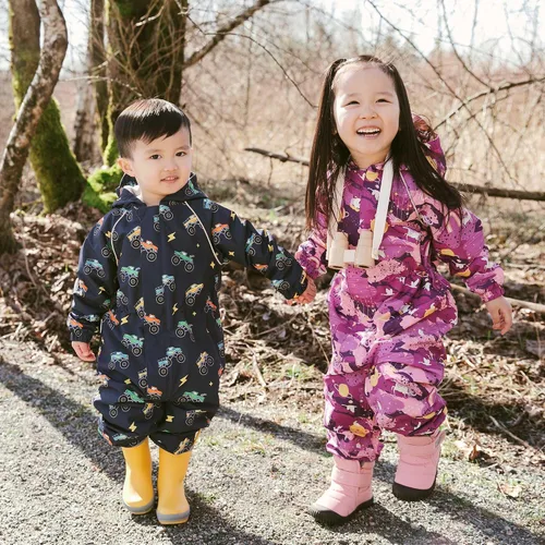 Vista 7 de JAN & JUL Traje impermeable para lluvia, overol a prueba de viento para niños pequeños y niños Thin-liner: Camiones grandes