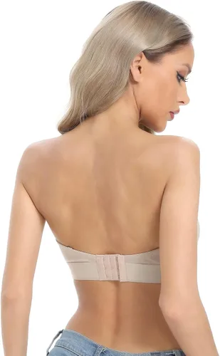 Vista 6 de OBICUM Sujetador sin tirantes para mujer, cómodo sujetador de silicona antideslizante, sin costuras, sin costuras, brasier de tubo