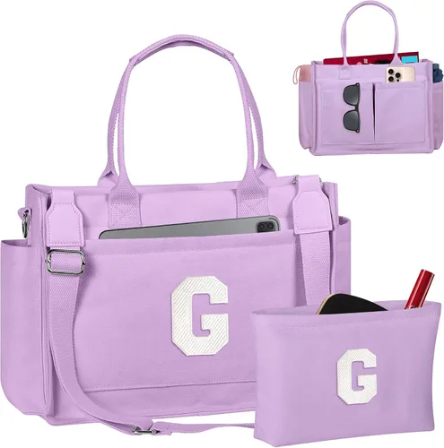 Vista 165 de Easter Basket Stuffers, Initial Tote Bag with Makeup Bag, Birthday Gifts for Women, Teen Girl Gifts Trendy Stuff