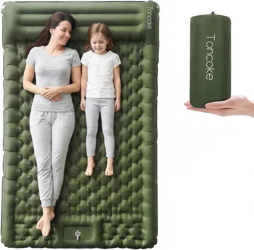 Vista 11 de Almohadilla de dormir Toncoke, almohadilla inflable extra gruesa y ultraligera con almohada, bomba de pie de 30s, colchón de camping de 3.54