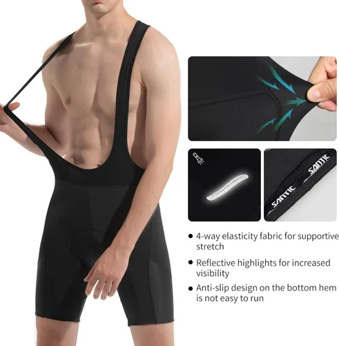 Vista 4 de Santic Pantalones cortos de ciclismo para hombre, acolchado 4D, transpirable, para ciclismo de carretera, ciclismo, ciclismo, ciclismo, gel de viaje