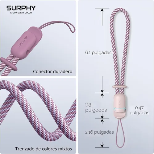 Vista 7 de SURPHY Paquete de 3 correas de muñeca para teléfono con lengüeta de sujeción para teléfono celular, correa para teléfono celular, correa para A