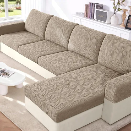 Vista 10 de VANSOFY Fundas de cojín para sofá seccional, Fundas de cojín de sofá de jacquard elásticas, Fundas protectoras lavables para muebles de sofá
