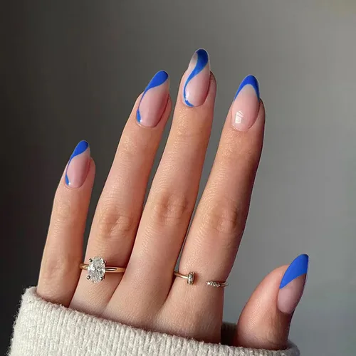 Vista 22 de Uñas postizas cortas a presión, uñas postizas de otoño con punta francesa, color marrón, cobertura completa, con diseños de remolinos marrones, uñas