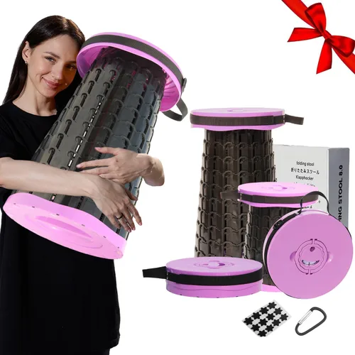 Vista 14 de Taburete plegable retráctil portátil mejorado de 19.7" con cojín, taburete plegable telescópico para adultos de alta resistencia con capacidad