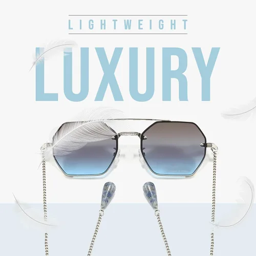 Vista 5 de Loom&Pearl Gafas de sol con patillas de cadena, colgantes de piedra únicos, lentes de cadena con agarre antideslizante en las orejas Pince-nez