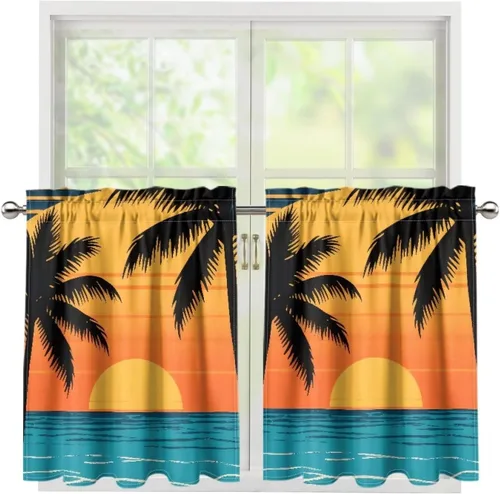 Vista 8 de God Bssing You Tier Curtains for July 4Th 2026 27.5x24 2 Panels Light Filtering Half Window Rod Pocket for Kitchen/Bathroom
