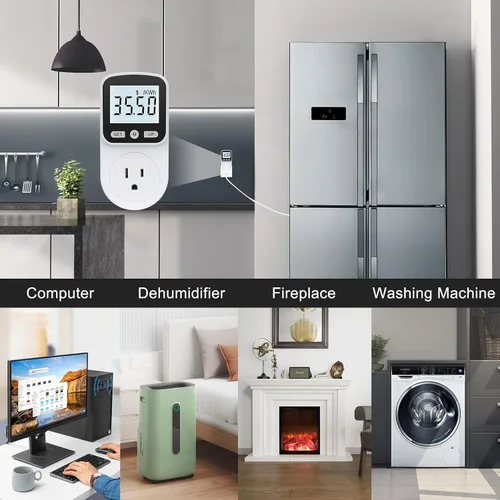 Vista 5 de Medidor de vatios mejorado, medidor de potencia, monitor de energía para el hogar, monitor de uso eléctrico, medidor de voltaje de energía