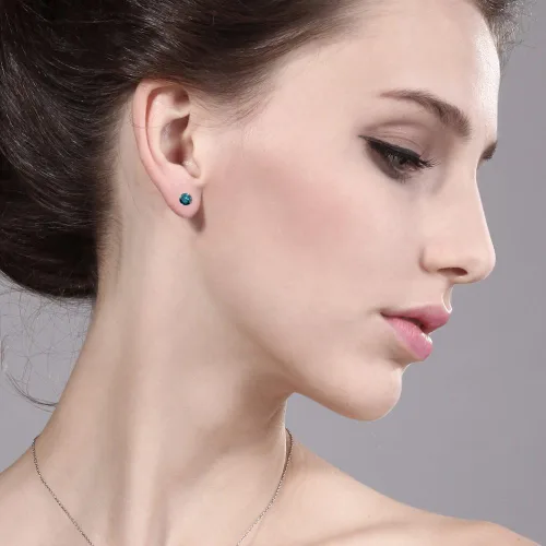 Vista 8 de Gem Stone King Aretes redondos de plata de ley 925 con piedra natal de 0.157 in para mujer