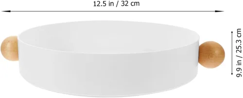 Vista 6 de Cabilock Bandeja de madera maciza Placa de fruta redonda Bandeja de almacenamiento decorativa