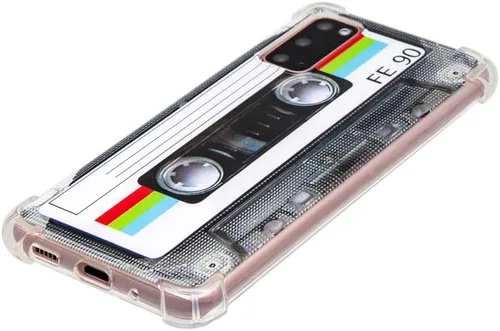 Vista 5 de FAteamll Funda para Galaxy S20 con esquinas reforzadas TPU suave parachoques retro cassette cinta caso compatible con Samsung Galaxy S20