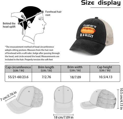 Vista 7 de It's A Bad Day to Be A Glizzy Hat Trucker Hat - Gorra de malla vintage para mujer para el verano, AllBlack1