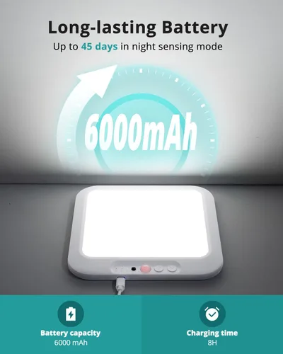 Vista 4 de wowatt: lámpara de techo recargable operada por batería, luz de sensor de movimiento para interiores, lámpara de ducha inalámbrica con mando a