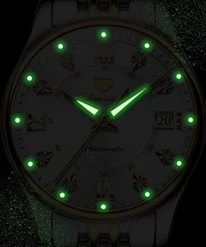 Vista 6 de OLEVS Relojes automáticos para mujer, mecánicos, cuerda automática, vestido de lujo, esfera de diamante, correa de acero inoxidable, impermeable