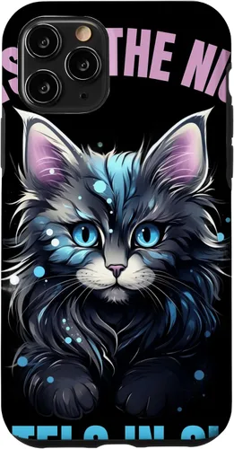 Vista 10 de iPhone 14 Pastel Goth Maine Coon Cat Cats of the Night Pastels en estuche