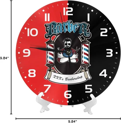 Vista 8 de Reloj de pared personalizado para peluquería, añade tu texto, reloj de peluquería rojo personalizado, reloj de pared para salón de belleza, regalo