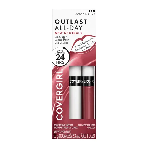 Vista 2 de Covergirl Outlast - Color de labios para todo el día con capa superior hidratante, nueva colección de tonos neutros, Good Mauve, paquete de 1