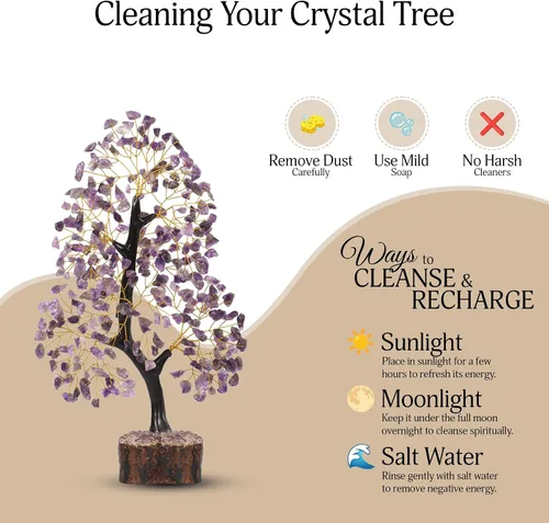 Vista 6 de Árbol de la vida con cristales de amatista, árbol púrpura, decoración de cristal, árbol de los chakras, regalos curativos para mujeres, decoración