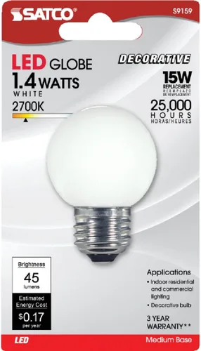 Vista 11 de Satco S9176 LED T6 Frost 2700K Bombilla base de candelabro, 0.8W