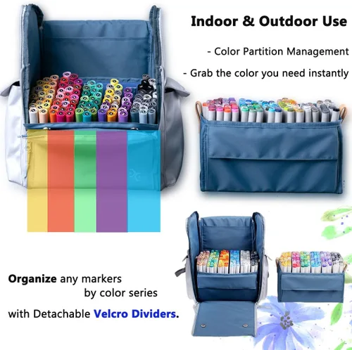 Vista 3 de Togood - Mochila ultra grande para guardar rotuladores, bolsa de hombro para bolígrafos. Capacidad para hasta 300 bolígrafos