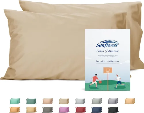 Vista 55 de Sunflower Juego de 2 fundas de almohada tamaño Queen, 100% algodón, 2 fundas de almohada Queen de 20 x 30 pulgadas, color ceniza, suaves