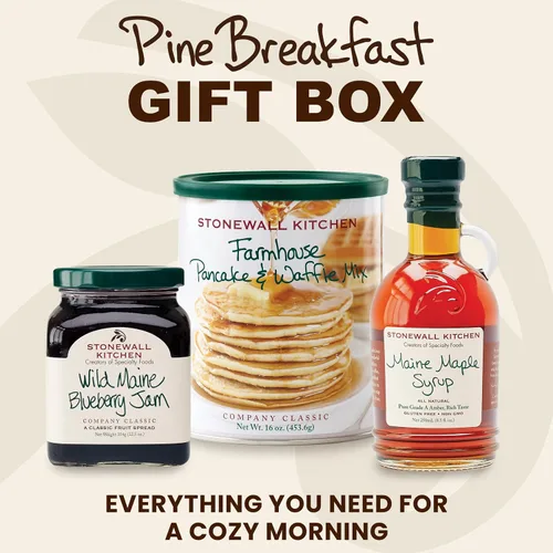 Vista 3 de Stonewall Kitchen, Caja de regalo para desayuno de pino de 4 piezas