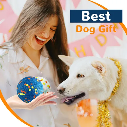 Vista 7 de Petcare Paquete de 2 pelotas para perros, juguetes para masticadores agresivos, pelotas de tenis indestructibles para perros medianos y grandes