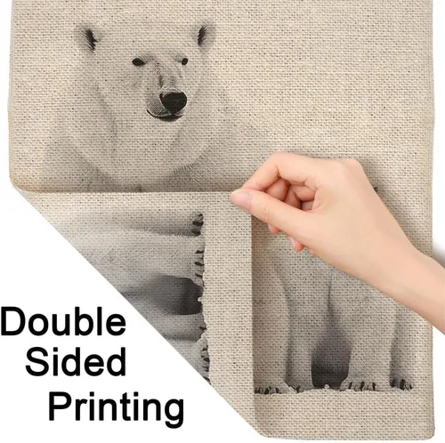 Vista 3 de Moslion Bandera de jardín de oso polar, safari natural, oso polar con cachorros, banderas de nieve de doble cara, bandera de bienvenida para patio