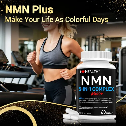 Vista 6 de NMN Complex Plus+ para mujeres y hombres con NAC, ácido alfa lipoico, CoQ10 y resveratrol, energía celular 5 en 1 y apoyo al envejecimiento