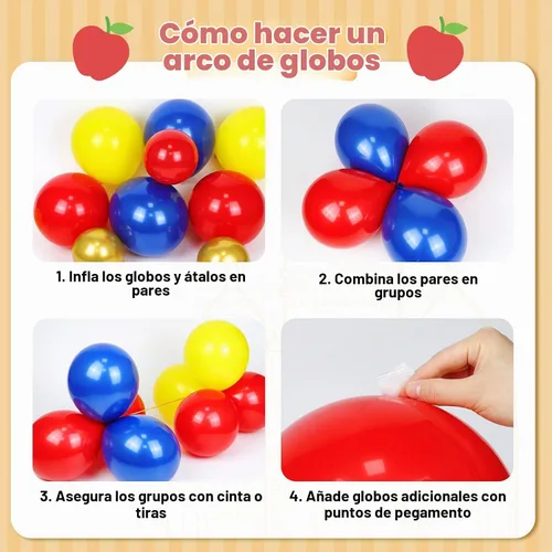Vista 3 de GIZIUXNE - Kit de guirnalda de arco de globos rojos, azules y amarillos de 131 piezas