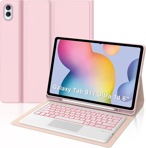 Vista 8 de for Samsung Galaxy Tab S11 Ultra 14.6 inch Keyboard Case, 7 Colors Backlit, Multi-Gesture Smart Touchpad, Detachable Bluetooth Wireless Trackpad