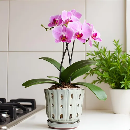 Vista 6 de Macetas para Orquídeas de 4.9 Pulgadas Macetas de Cerámica para Orquídeas con Agujeros Juego de 2 (verde musgo+blanco)