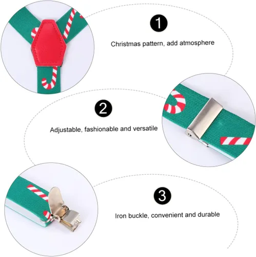 Vista 9 de TENDYCOCO 3pcs Christmas Straps Disfraz De Santa Claus para Adulto Santa Claus Outfit for Men Candy Cane Suit Santa Suit Men Suspender Man Suits for