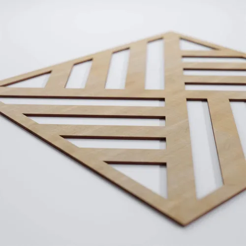 Vista 4 de 23 3/8"W X 23 3/8" H Large Allen Decorativos Paneles De Pared De Madera De Calado, Hickory