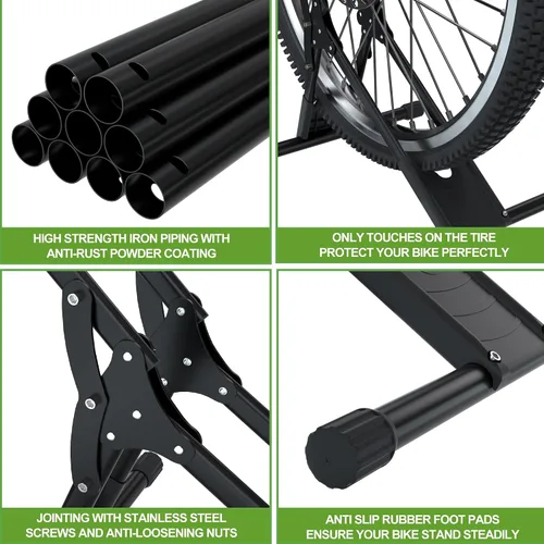 Vista 5 de RELIANCER Soporte de almacenamiento ajustable para bicicletas, estante de estacionamiento para bicicletas, soporte de rueda de bicicleta estable