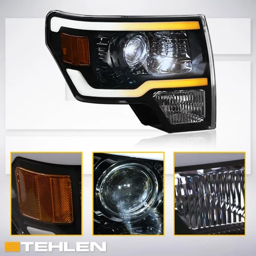 Vista 4 de Stehlen 642167826446 Compatible con Ford F150 Switchback 2009-2014 - Barra secuencial de tira de luces LED con señal ámbar, color negro