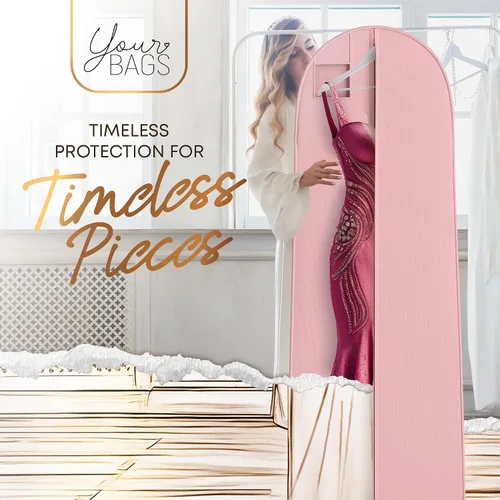 Vista 6 de Your Bags Bolsa de vestir y vestido para mujer, 72 x 24 pulgadas y 10 pulgadas, con fuelle cónico (estampado de vestido rosa y blanco)
