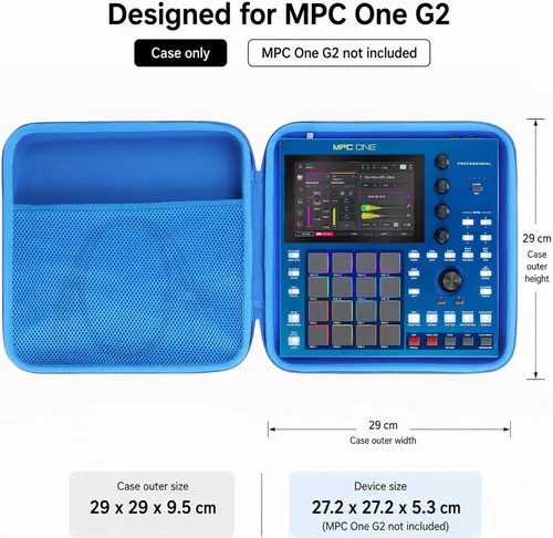 Vista 2 de Lebakort Estuche rígido compatible con Akai Professional MPC One G2 Center Azul